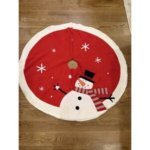 Tree Skirt for Christmas Tree - Applique Embroidered Felt 49" Snowman
